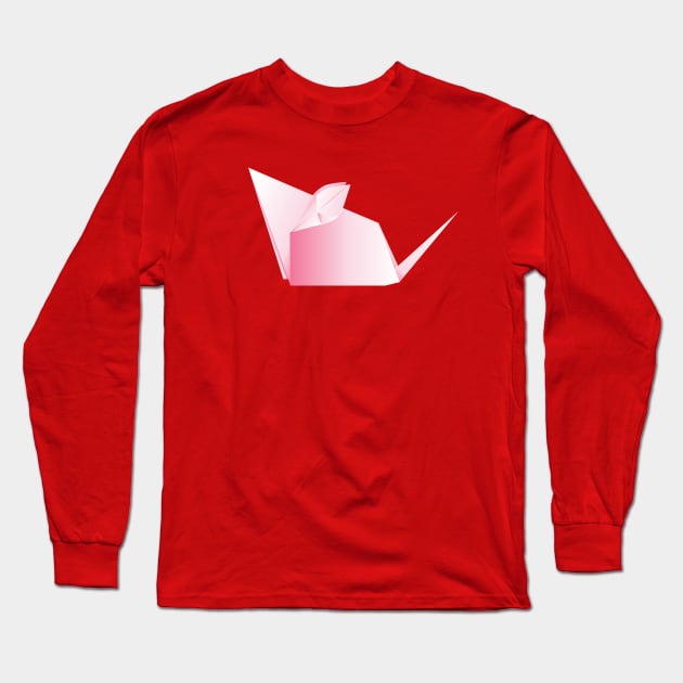 Pink origami mouse Long Sleeve T-Shirt by AnnArtshock